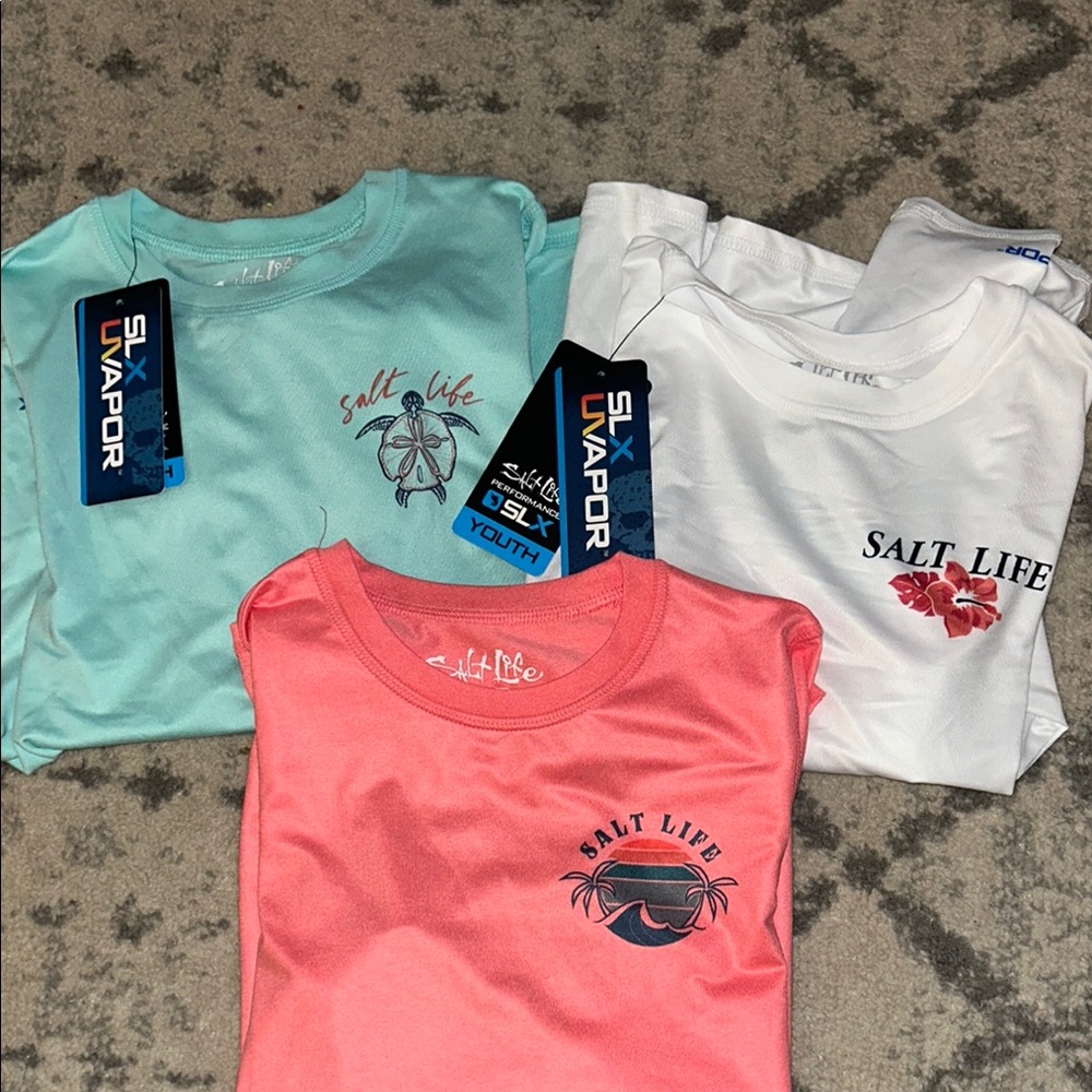 Salt Life Kids' Teal, Coral, and White Shirts